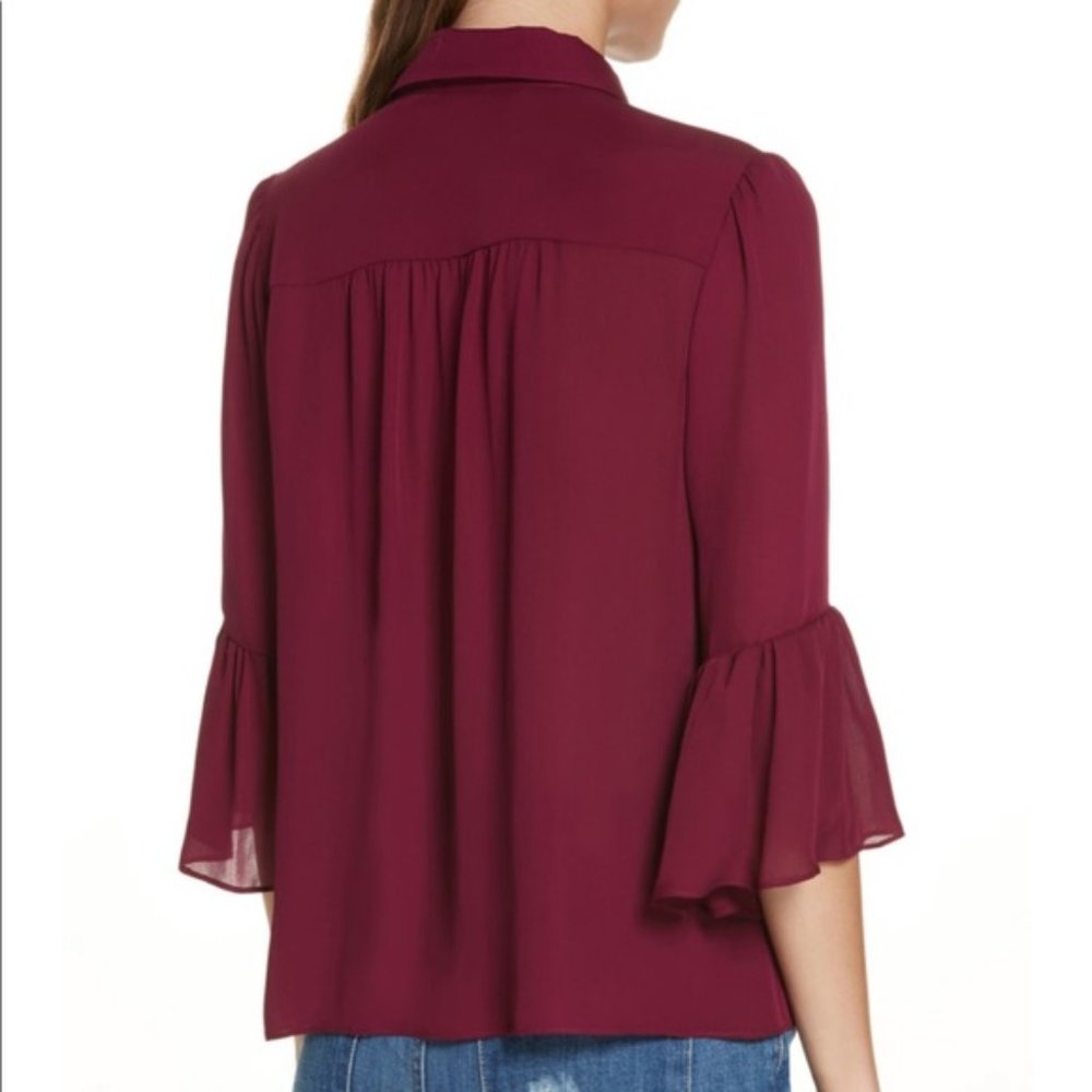 ALICE + OLIVIA 'Currant' Purple 100% Silk Top with Neck Tie Blouse Size XS - Picture 3 of 16